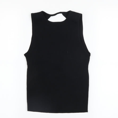 ZARA Women Black Cropped Sleeveless Knit Tank Top M