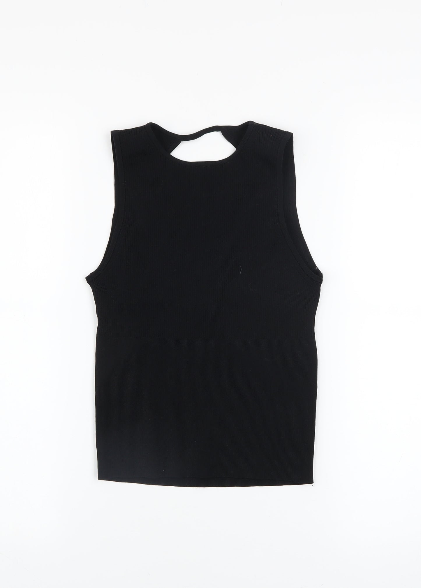 ZARA Women Black Cropped Sleeveless Knit Tank Top M