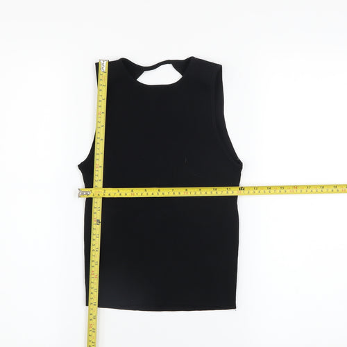 ZARA Women Black Cropped Sleeveless Knit Tank Top M