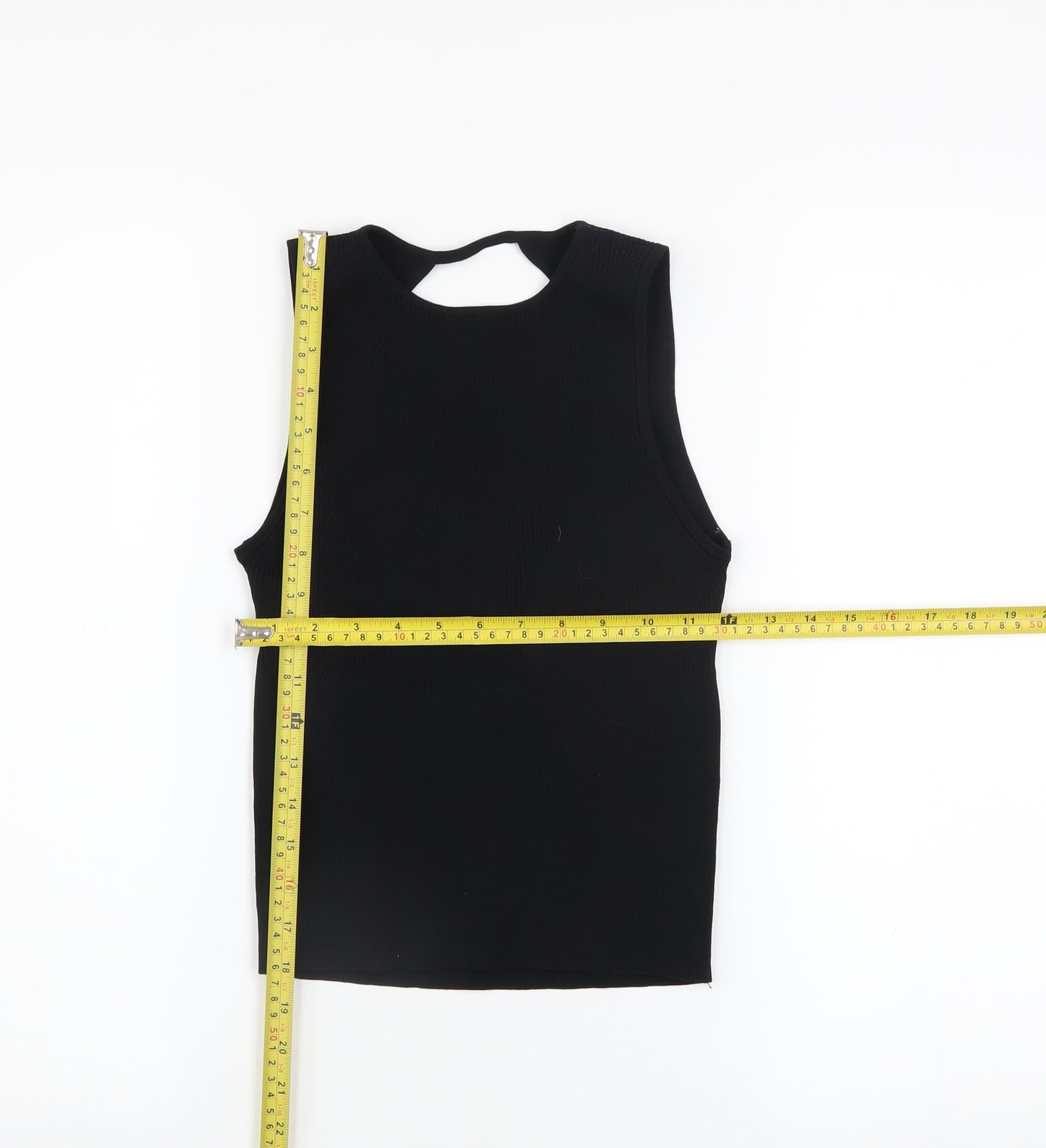 ZARA Women Black Cropped Sleeveless Knit Tank Top M