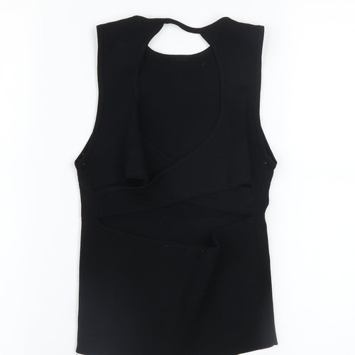 ZARA Women Black Cropped Sleeveless Knit Tank Top M
