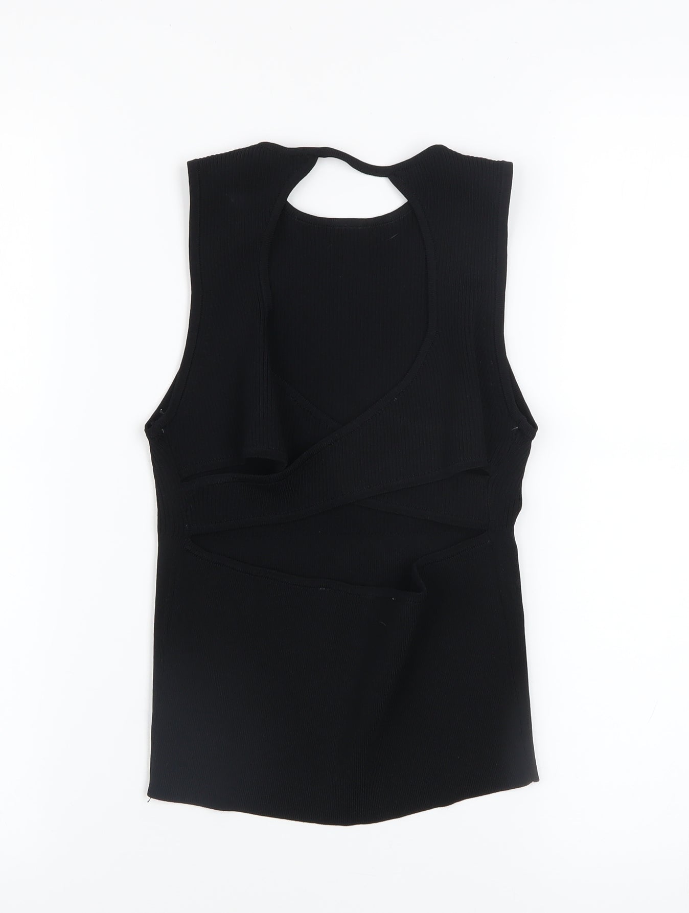ZARA Women Black Cropped Sleeveless Knit Tank Top M