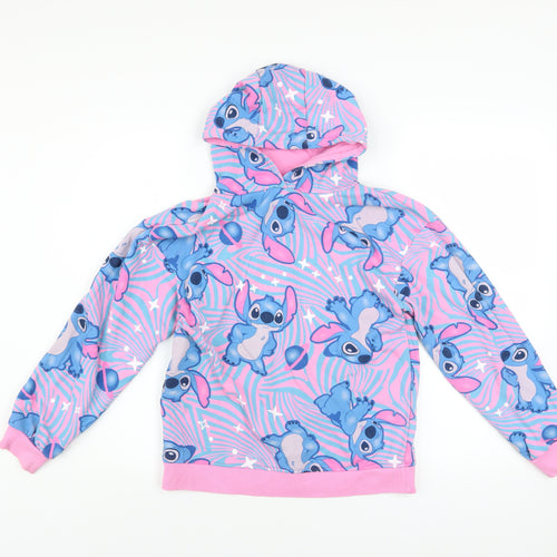 Primark Girls Pink Stitch Hoodie 11-12 Years Fleece Pullover Graphic Sweatshirt