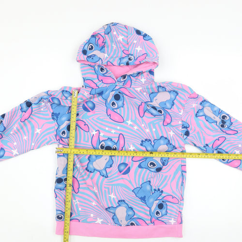 Primark Girls Pink Stitch Hoodie 11-12 Years Fleece Pullover Graphic Sweatshirt