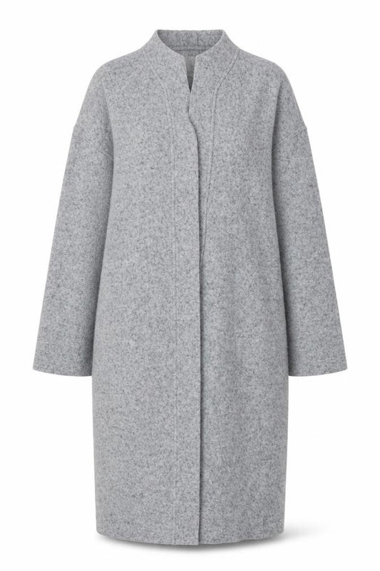 Front view of Modern Rarity Women Grey Wool Blend Mid-Length Coatigan M
