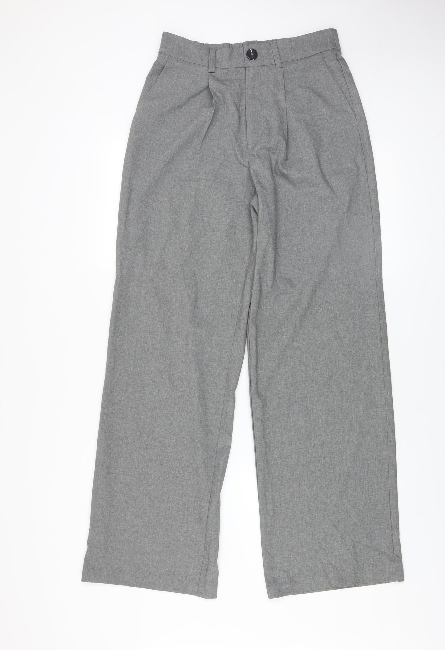 Stradivarius Womens Grey Pleated Straight Trousers Size 8