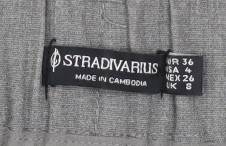 Stradivarius Womens Grey Pleated Straight Trousers Size 8