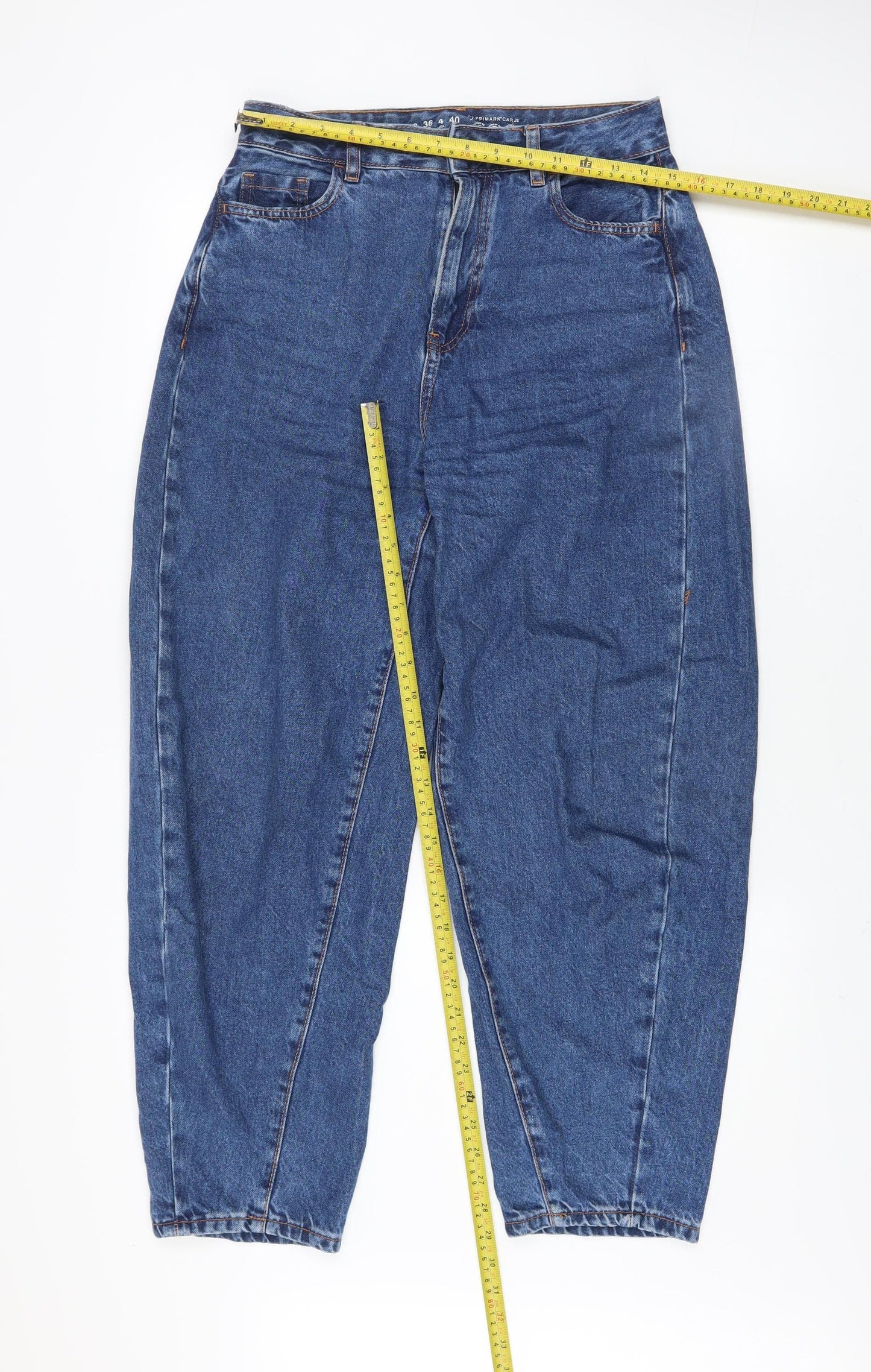 Primark Women’s Blue High Rise Mom Jeans Size 8 Relaxed Fit Denim