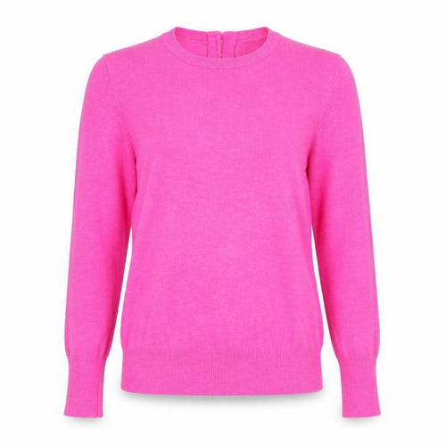 Savida Womens Pink Crew Neck Button Detail Long Sleeve Jumper Size 10