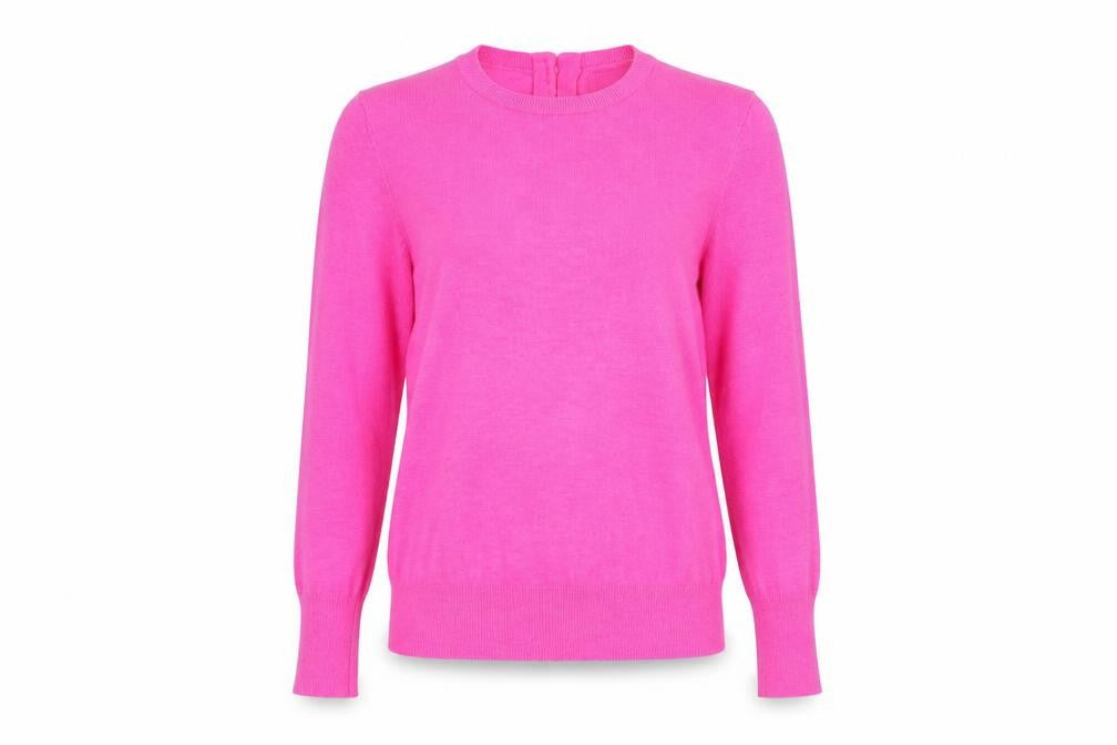 Savida Womens Pink Crew Neck Button Detail Long Sleeve Jumper Size 10