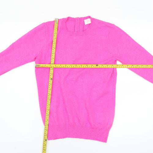 Savida Womens Pink Crew Neck Button Detail Long Sleeve Jumper Size 10