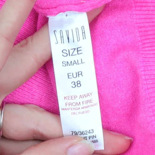 Savida Womens Pink Crew Neck Button Detail Long Sleeve Jumper Size 10