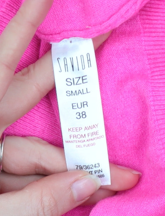 Savida Womens Pink Crew Neck Button Detail Long Sleeve Jumper Size 10