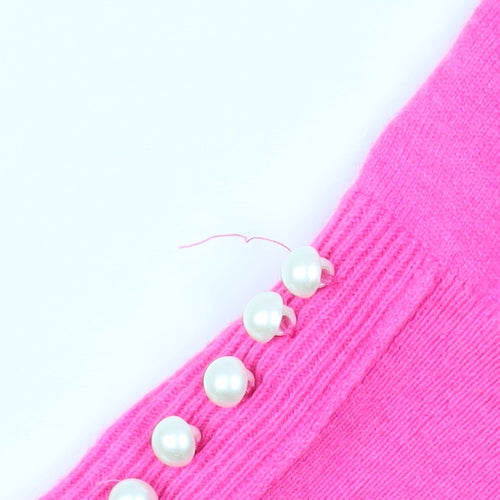 Savida Womens Pink Crew Neck Button Detail Long Sleeve Jumper Size 10