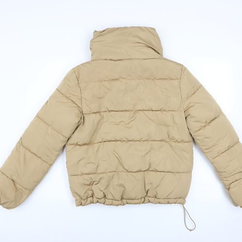 Stradivarius Women Beige Short Puffer Jacket S Water Resistant