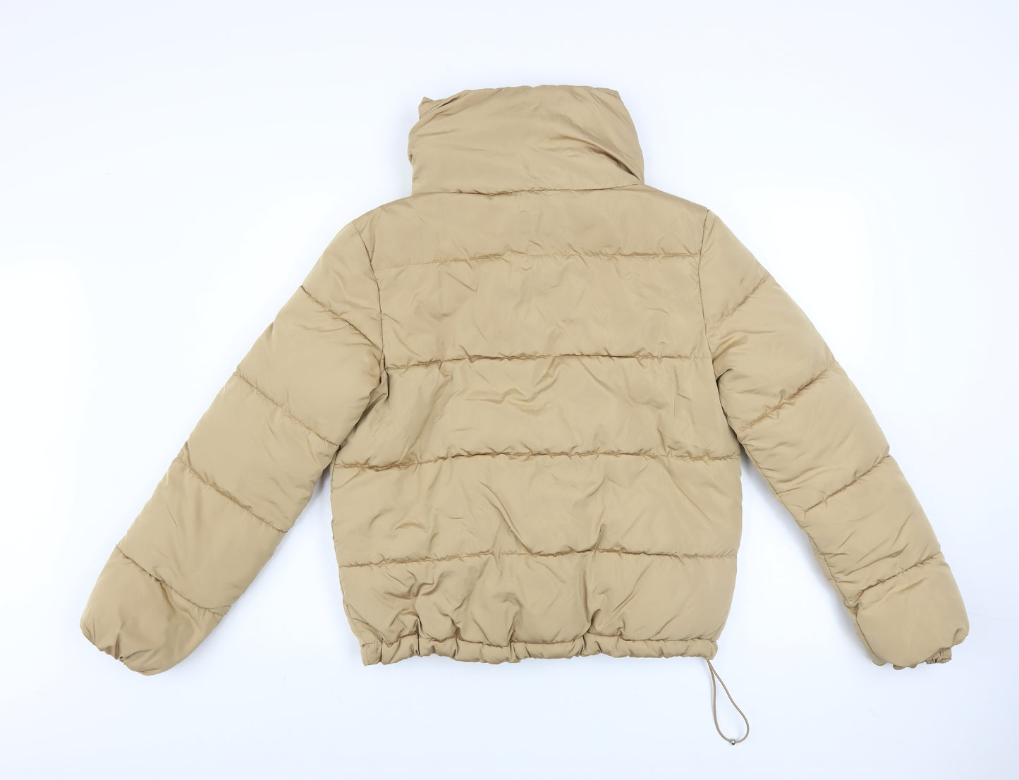 Stradivarius Women Beige Short Puffer Jacket S Water Resistant