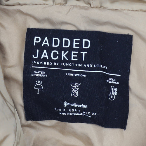 Stradivarius Women Beige Short Puffer Jacket S Water Resistant