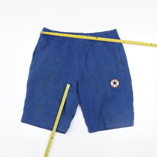 Converse Men’s Blue Sweat Shorts M Regular Fit Elastic Waist Activewear