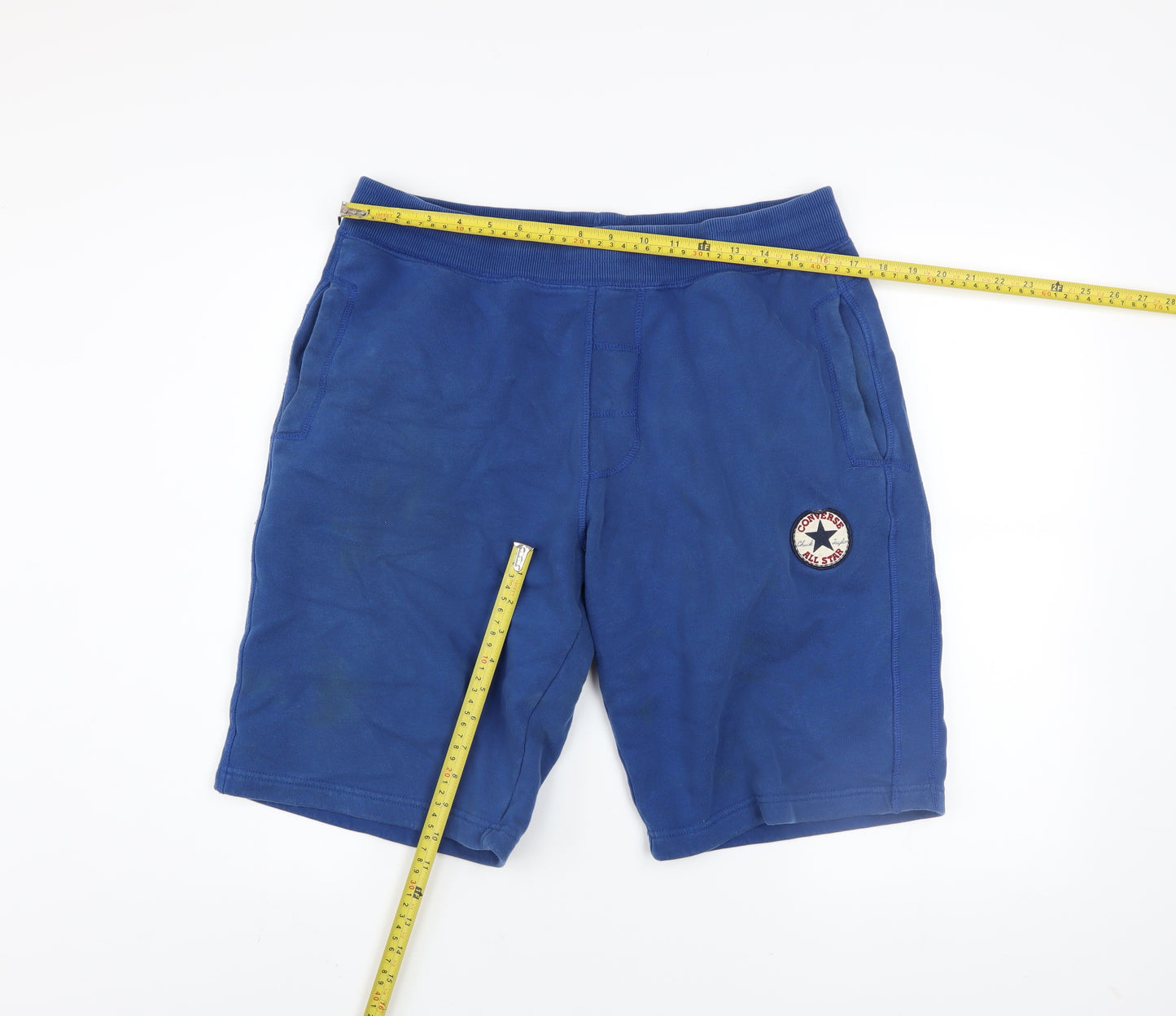 Converse Men’s Blue Sweat Shorts M Regular Fit Elastic Waist Activewear