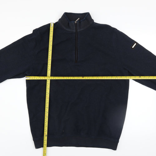 Bugatti Men's Blue 2XL High Neck Half Zip Cotton Jumper