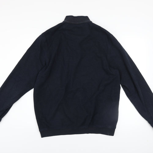 Bugatti Men's Blue 2XL High Neck Half Zip Cotton Jumper