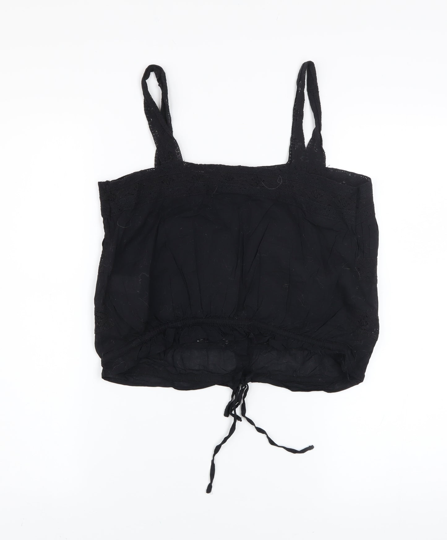 River Island Women’s Black Cotton Lace Button Camisole Top Size 8