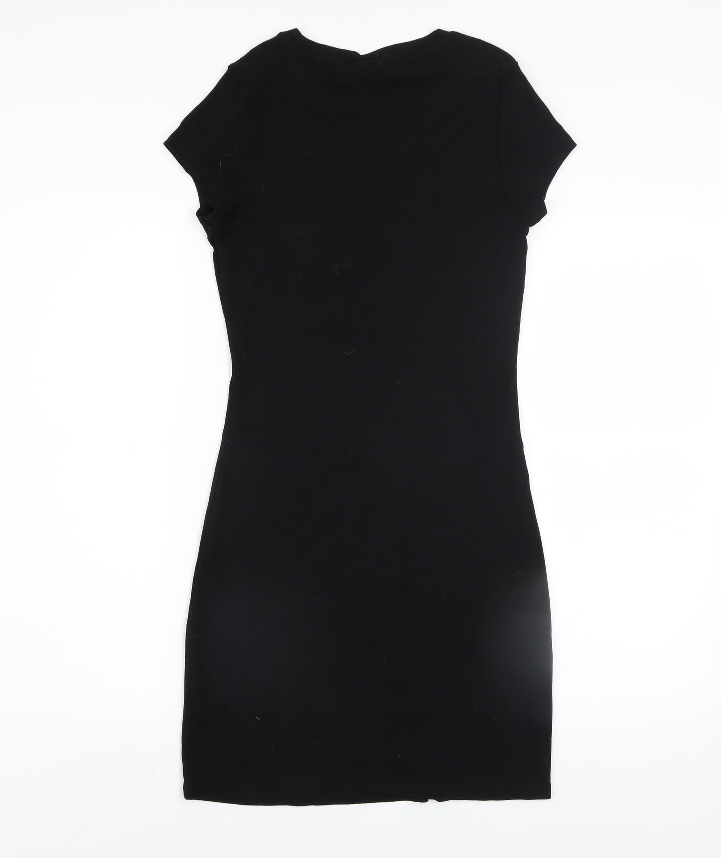 River Island Women's Black Cotton Bodycon Short Sleeve Dress Size 10