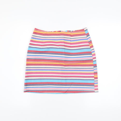 New Look Women's Multicoloured Striped Short Pencil Skirt Size 8