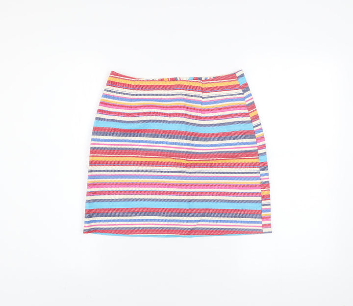 New Look Women's Multicoloured Striped Short Pencil Skirt Size 8