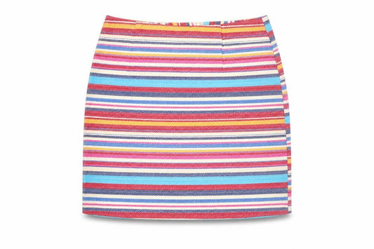 Front view of New Look Women's Multicoloured Striped Short Pencil Skirt, size 8