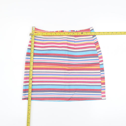 New Look Women's Multicoloured Striped Short Pencil Skirt Size 8