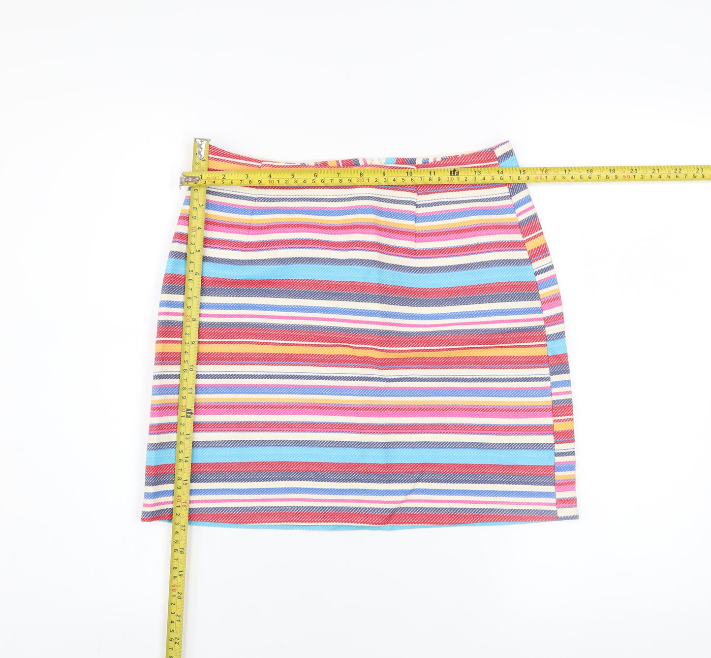 New Look Women's Multicoloured Striped Short Pencil Skirt Size 8