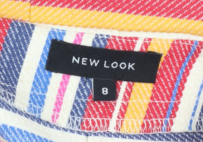 New Look Women's Multicoloured Striped Short Pencil Skirt Size 8