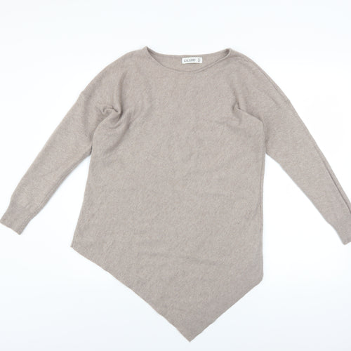 Gallery Women’s Beige Boat Neck Long Sleeve Pullover Jumper Size S