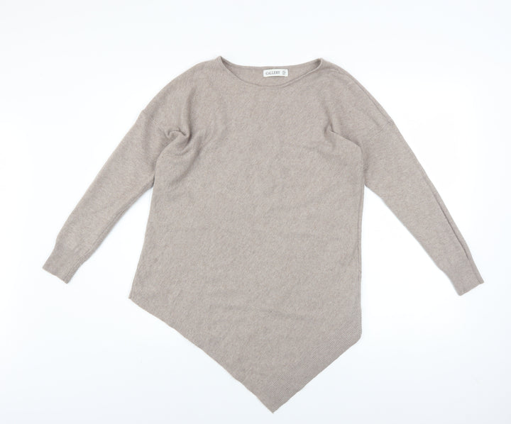Gallery Women’s Beige Boat Neck Long Sleeve Pullover Jumper Size S