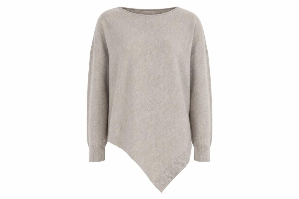 Front view of Gallery Women’s Beige Boat Neck Long Sleeve jumper, size S