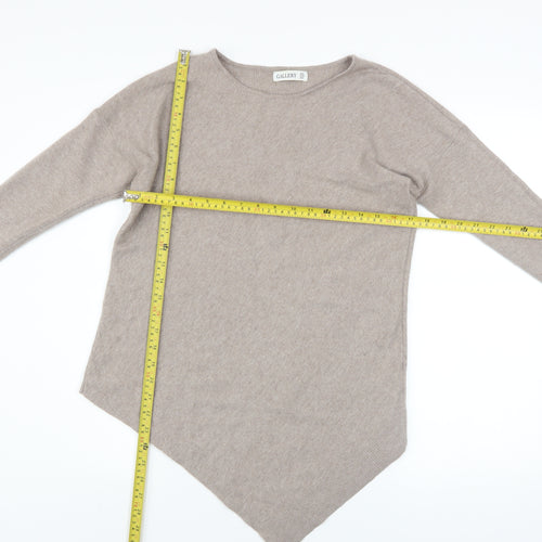 Gallery Women’s Beige Boat Neck Long Sleeve Pullover Jumper Size S