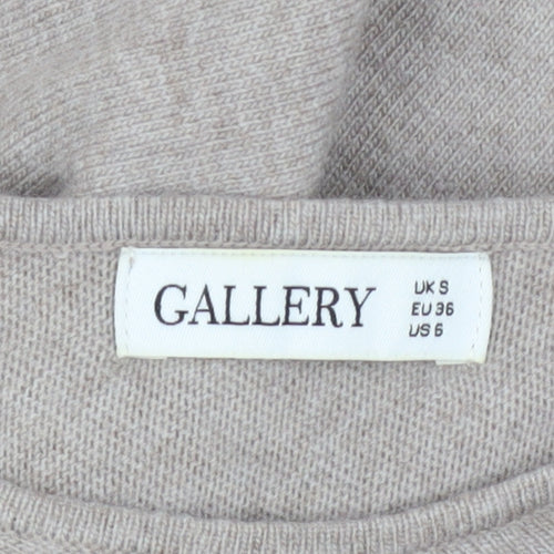 Gallery Women’s Beige Boat Neck Long Sleeve Pullover Jumper Size S