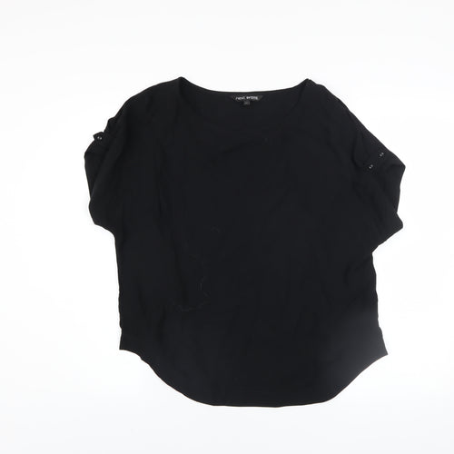 Next Petite Women’s Black Short Sleeve Viscose Blouse Size 8
