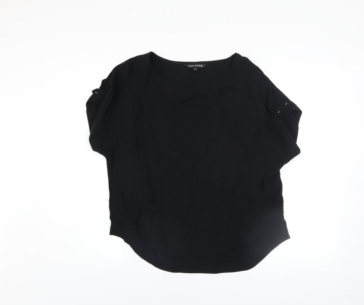Next Petite Women’s Black Short Sleeve Viscose Blouse Size 8