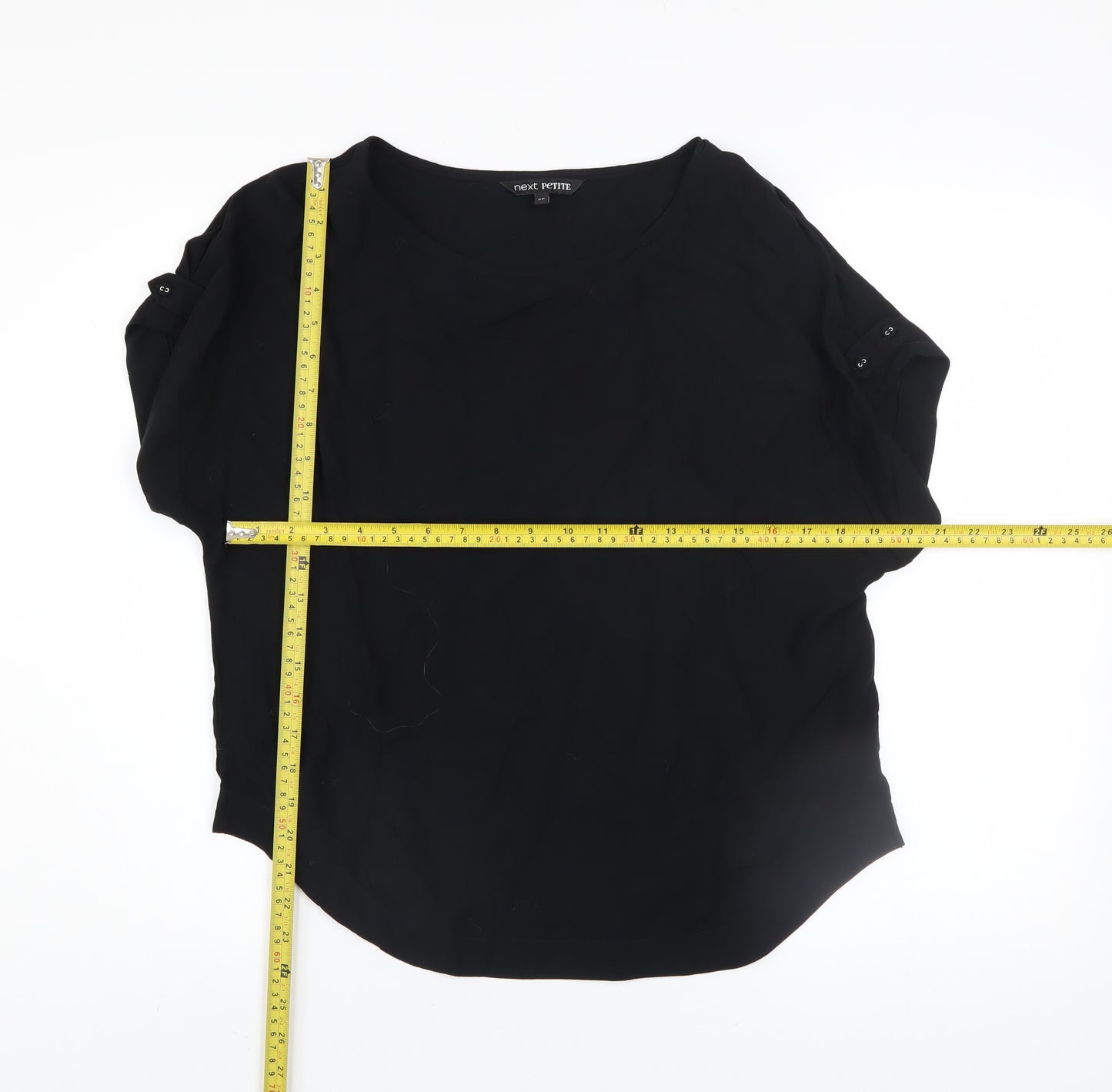 Next Petite Women’s Black Short Sleeve Viscose Blouse Size 8