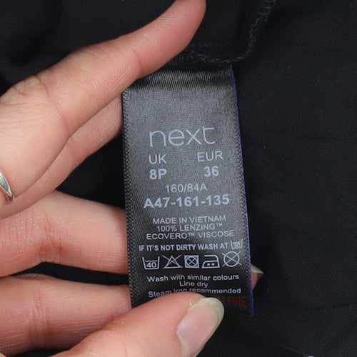 Next Petite Women’s Black Short Sleeve Viscose Blouse Size 8