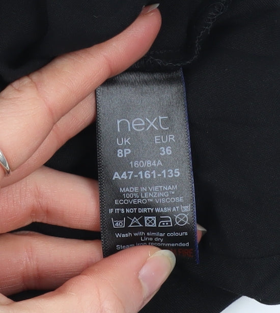 Next Petite Women’s Black Short Sleeve Viscose Blouse Size 8