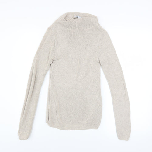 Zara Women Beige High Neck Knit Jumper Size 8