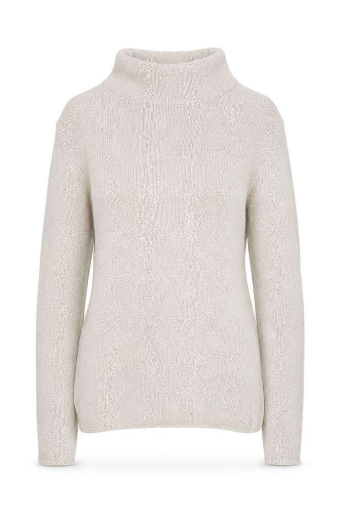 Front view of Zara Women Beige High Neck Knit Jumper, size 8