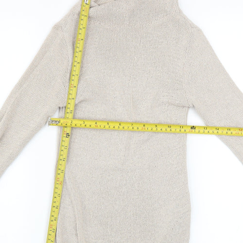Zara Women Beige High Neck Knit Jumper Size 8
