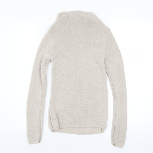 Zara Women Beige High Neck Knit Jumper Size 8