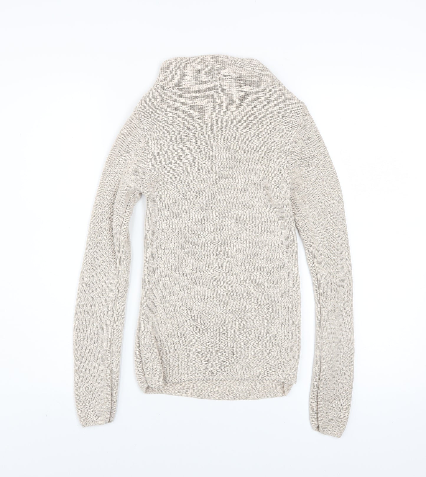 Zara Women Beige High Neck Knit Jumper Size 8