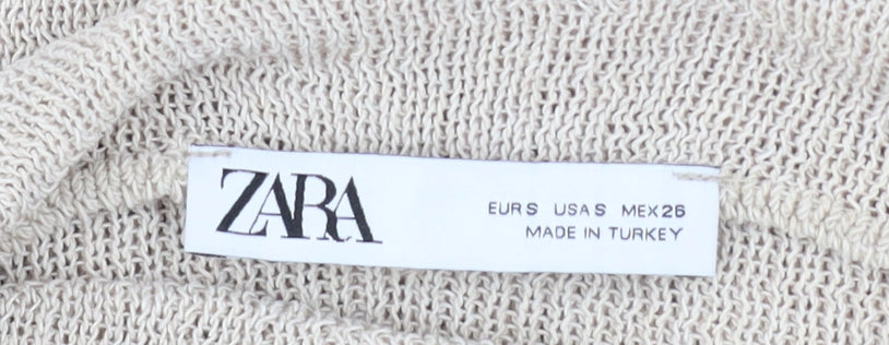 Zara Women Beige High Neck Knit Jumper Size 8