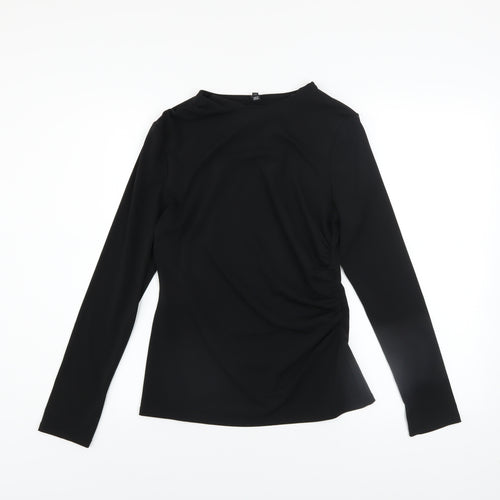 River Island Women's Black Long Sleeve Slim Fit Jersey Blouse Size 10